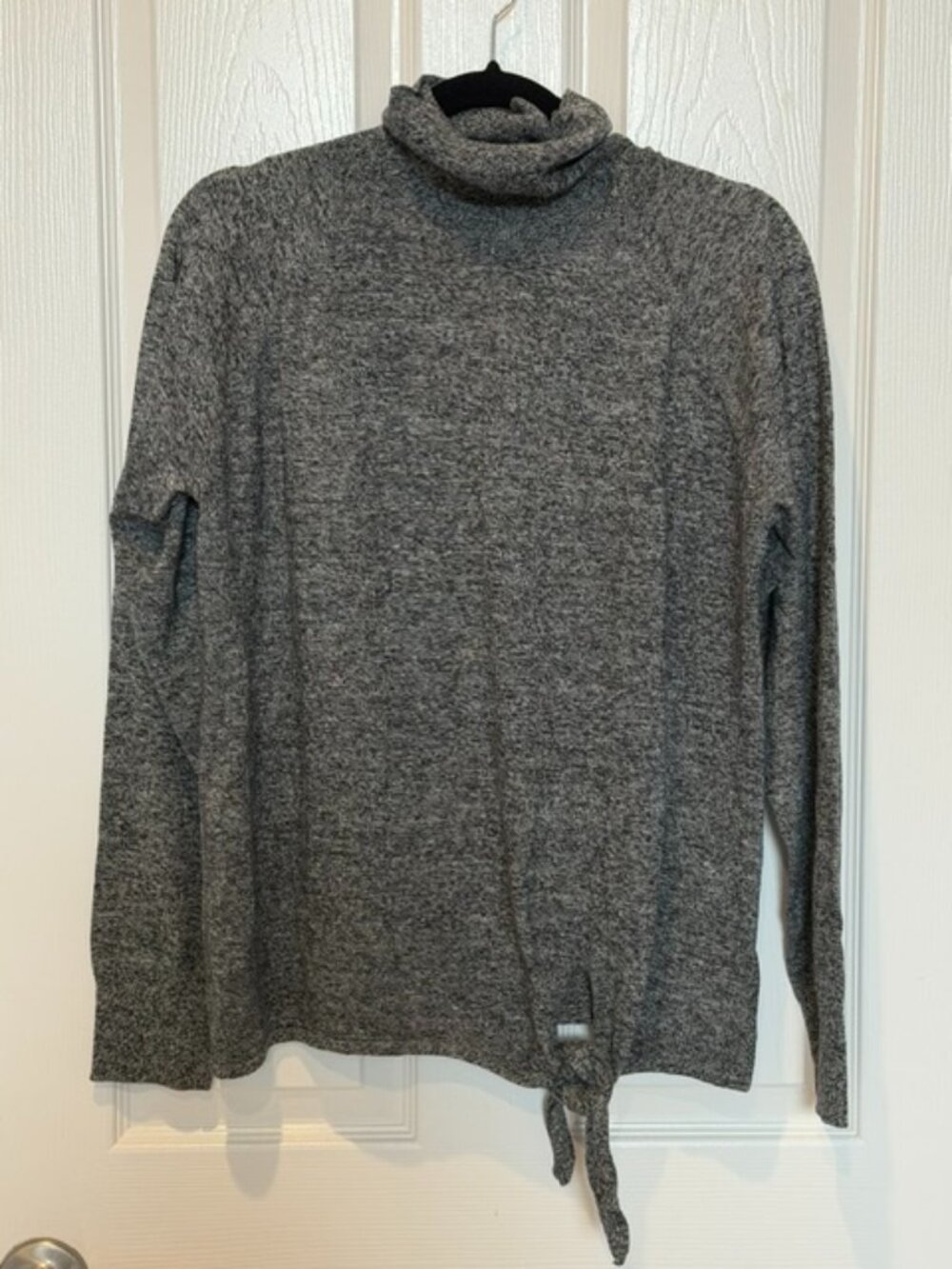Gap Marled Gray Cowl Neck Sweater Women’s XL Tie Hem Cozy Minimalist